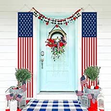 Patriotic Door Decorations, Porch Flag, American Flag Banner, Patriotic Porch, Patriotic Banner, Fourth Of July Decorations, Independence Day Decoration, Fourth Of July Decor, Flag Banners