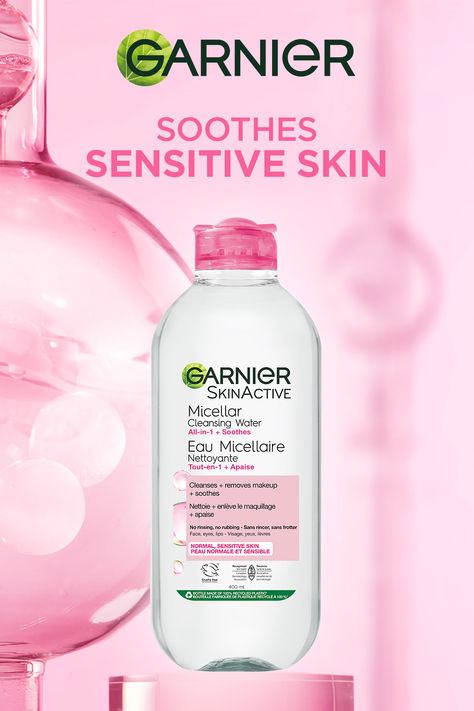 Designed with sensitivity in mind, this All-In-1 Micellar Water is the perfect solution for normal to sensitive skin types looking for a powerful cleanser that doesn't compromise on gentleness. It effectively removes makeup, cleanses, and refreshes the skin, all while ensuring it feels soothed and cared for. Plus, it’s vegan & cruelty free! Garnier Micellar Water, Garnier Micellar Cleansing Water, Gentle Makeup, Garnier Micellar, Cleansing Water, Micellar Cleansing Water, Water Cleanse, Micellar Water, Facial Cleanser