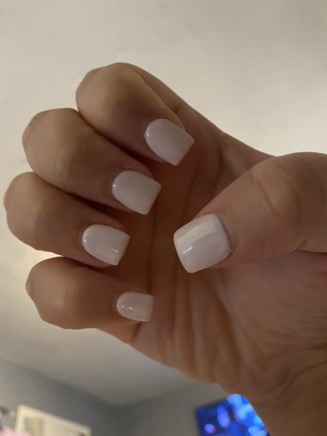 Soft White Acrylic Overlay Mini Nails Simple, Really Short White Acrylic Nails, Shirt White Acrylic Nails, Really Short White Nails, White Acrylic Overlay Nails, Short Off White Nails, White Overlay Nails, White Nails Short Square, Short White Nails Acrylic