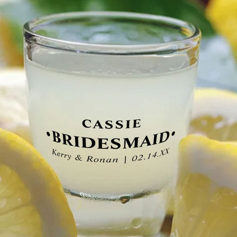 Wedding Date and Names Bridesmaid Personalized Shot Glass Engraved Shot Glasses, Name Template, Personalized Shot Glass, Party Shots, Glasses Wedding, Black Typography, May Weddings, Wedding Glasses, The Wedding Date