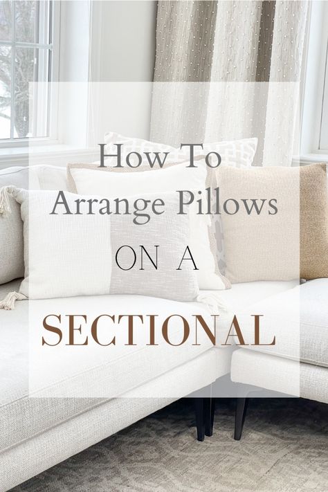 Sectional Couch Decor, Pillows On A Sectional, Throw Pillow Sectional, Pillows For Leather Couch, Sectional Couch Layout, Style Couch Pillows, Sectional Pillows, Couch Pillow Arrangement, Throw Pillow Arrangement