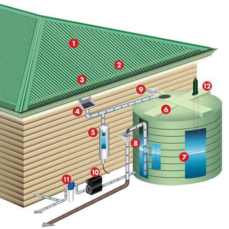 rainwater harvesting system diagram Rainwater Collection System, Water Collection System, Rainwater Collection, Water Catchment, Rain Harvesting, Water From Air, Living Pool, Rainwater Harvesting System, Emergency Water