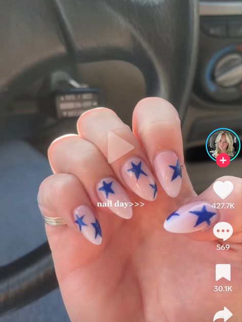 Pink And Blue Star Nails, Swaggy Nails, Nail Inspired, Almond Acrylic Nails Designs, Preppy Nails, Navy Nails, Navy Blue Nails, Ball Ideas, Baby Yoga