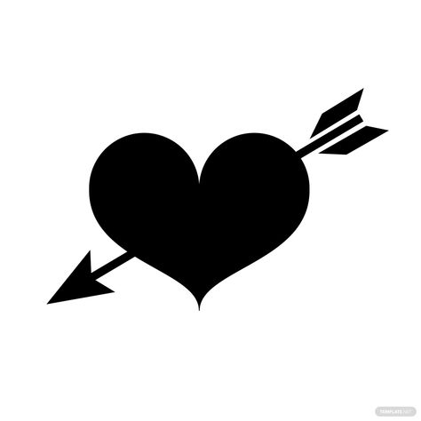 Arrow Silhouette, Arrow Svg, Heart With Arrow, Black Heart, Illustrator, Black