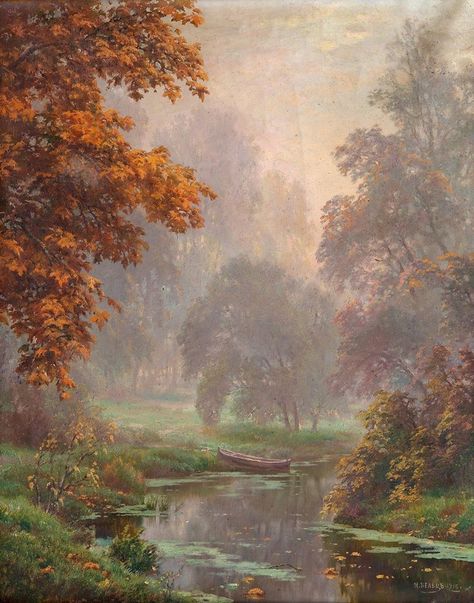 Autumn Landscapes, Countryside Paintings, Tree Paintings, Painting Landscapes, Albert Bierstadt, Russian Painting, Dollhouse Printables, House Miniatures, Hur Man Målar