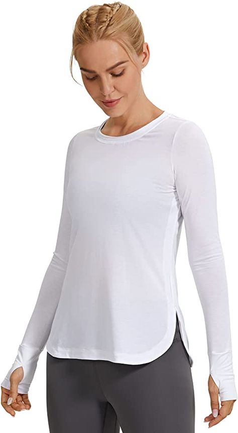 Long Sleeve Exercise Top, Workout Long Sleeve, Fall Fitness, Modest Activewear, Long Sleeve Running Shirt, Running Clothes Women, Long Sleeve Workout Top, Crz Yoga, Workout Tops For Women