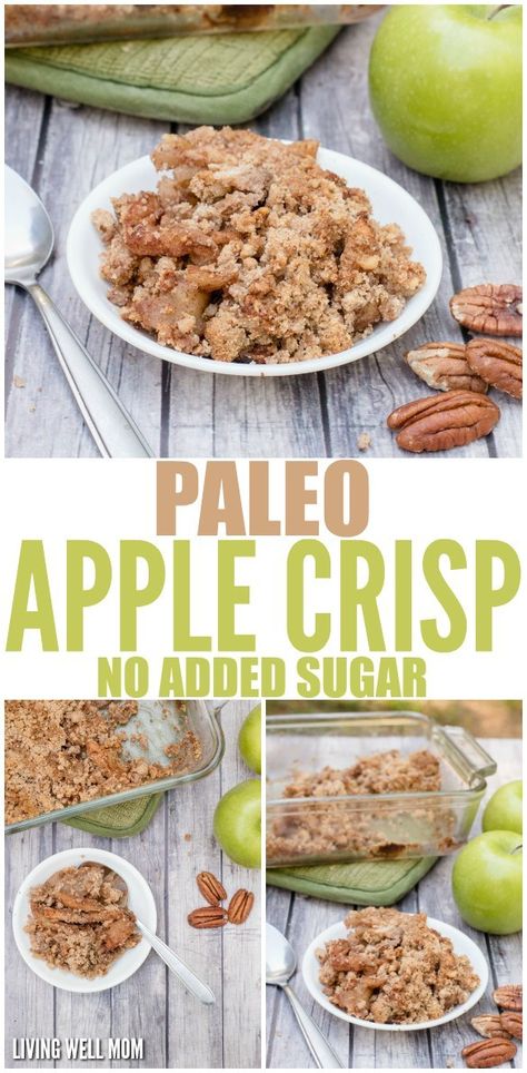 Paleo Grain-Free Apple Crisp - this easy recipe has all the deliciousness of your favorite fall dessert without the gluten, grains, dairy, or sugar! If you’re looking for a satisfying healthy dessert, this is a winner! Gluten-Free, Grain-Free, Dairy-Free, Sugar-Free Paleo Apple Crisp, Apple Crisp Recipe Healthy, Paleo Apple, Healthy Apple Crisp, Paleo Baking, Resep Diet, Paleo Sweets, Apple Crisp Recipes, Healthy Apple