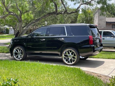 #SundaySubmission Thank you to David Ortiz for sending in his 2015 Chevy Tahoe LT on 24 inch snowflakes rims and Vogues 😎 #Voguetyre | #ChevyTahoe 2015 Chevy Tahoe Ltz, Suv Rims, 2015 Tahoe, 2015 Chevy Tahoe, Chevy Tahoe Ltz, 22 Inch Rims, Denali Truck, Black Suv, Gmc Yukon Denali