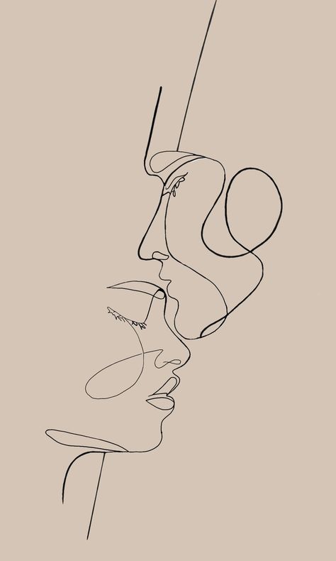 Face In One Line, One Line Wallpaper, Line Art Drawings Couple, One Line Drawing Face, Artline Drawing, Tattoo Writing Fonts, Minimalist Line Drawing, Gold Art Painting, Wrist Tattoos For Guys