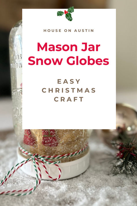 These mason jar snow globes are an easy Christmas craft that our kids loved creating! Diy Mason Jar Snow Globes, Homemade Christmas Snow Globes, Christmas Crafts Using Mason Jars, Christmas Crafts For Kids Snow Globes, Snowy Mason Jars Diy, Christmas Jar Crafts For Kids, Mason Jar Snow Globe Diy, Jar Crafts For Christmas, Kids Snow Globe Craft