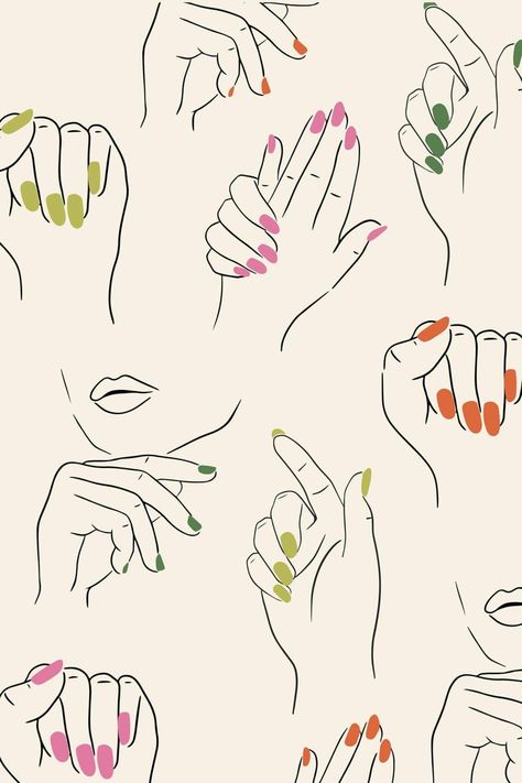 Nail Tech Illustration, Nails Illustration Art, Nail Art Advertising Poster, Nail Salon Paintings, Nail Tech Aesthetic Wallpaper, Nail Models Wanted, Nails Drawing Sketch, Nail Salon Poster, Nail Background