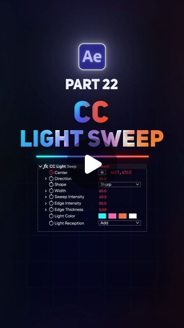 Motion Flix on Instagram: "🇦 🇪 🇵 🇦 🇷 🇹  2⃣2⃣  How to use "CC Light Sweep" in Adobe After Effect  For more AE tips and tricks, follow me and turn on post notifications! ➡️ @motionflix94  Share on your story 📲, leave a comment 💬, and make sure to save it! 🌟✨  #aftereffects #tutorial #howtouse #howtocreate #textanimation #text #effect #aetips #aftereffectcourse #motiondesign #typography #logoanimation #graphicdesign #animation #getinspired #aftereffectstutorial #design #creativity #dailytips #motionflix" Motion Design Animation After Effects, After Effects Motion Graphics Ideas, Motion Poster Design, Aftereffects Tutorial, Story Motion, After Effects Motion Graphics, Motion Reference, Virtual Reality Art, Animation Story