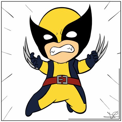 Wolverine Cartoon Drawing, Chibi Wolverine, Baby Wolverine, Wolverine Cartoon, Cartoon Drawings, Cute Drawings, Drawings, Fictional Characters, Quick Saves