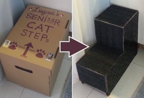 Diy Cat Stairs To Bed, Cat Steps For Bed, Cat Stairs For Bed, Diy Cat Steps For Bed, Diy Cat Ramp, Diy Cat Stairs, Diy Pet Stairs, Pet Steps For Bed, Cat Bookshelf