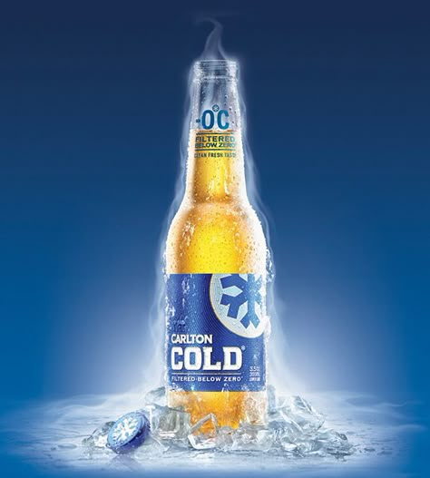 Carlton Cold on Behance Juice Ad, Ice Beer, Beer Photography, Clever Advertising, Beer Store, Beer Ad, Photoshop Design Ideas, 광고 디자인, Beer Design