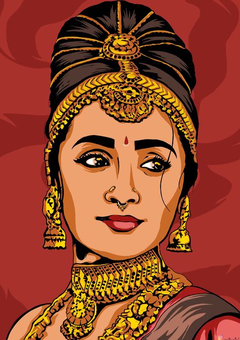 illustration Ponniyin Selvan Trisha, Drawing Cartoon Characters Sketches, Ponniyin Selvan, Cartoon Characters Sketch, Trisha Krishnan, Film Posters Art, Digital Painting Portrait, Drawing Cartoon Characters, Titan Anime