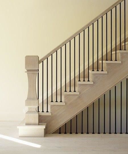 4-Sided, Square Profile White Oak Newel Post - Staircase - Cincinnati - by Turnings Unlimited | Houzz UK Stairs And Landing Ideas, Square Newel Post, Oak Newel Post, Modern French Farmhouse, Stair Newel Post, Hunted Interior, Split Foyer, The Hunted, Handrail Design