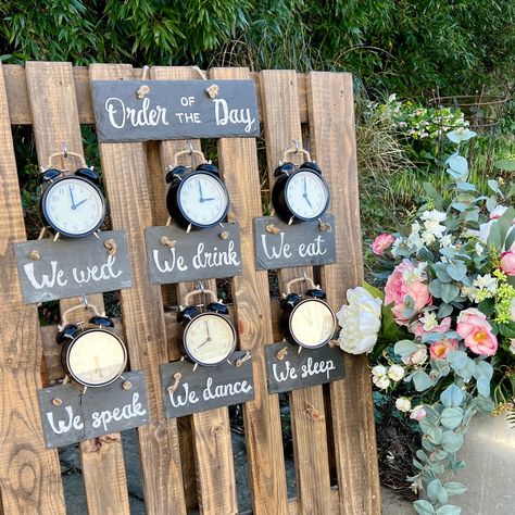 If you're looking for a rustic 'Order of the Day' pallet but don't fancy painting it yourself or using vinyl decals, this could be just what you're looking for. . . . #orderoftheday #weddingsign #weddingsigns #rusticweddingdecor #rusticweddings #rusticweddingideas #rusticweddinginspiration #rusticweddingdecoration #weddingprophire #weddingdecorinspiration #prophire #partyprops #surreyweddingprophire Marquee Wedding Decoration, Fancy Painting, Order Of Events, Pallet Wedding, Library Wedding, Picnic Decorations, Vintage Props, Prop Hire, Rustic Wedding Inspiration