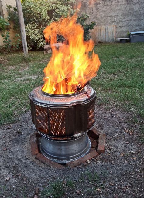 Washing Machine Drum Fire Pit, Drum Fire Pit, Make A Fire Pit, Washer Drum, Washing Machine Drum, Fire Pit Bbq, How To Make Fire, Bbq Pit, Rims For Cars