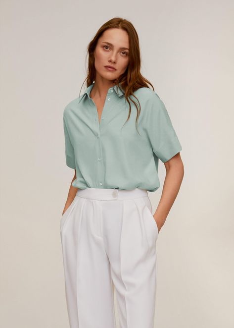 Summer Color Trends, Pastel Tops, Straight Leg Jeans Outfits, Mango Blouse, Jeans Outfit Summer, Pastel Outfit, Outfit Mujer, Checked Jacket, Sneakers Outfit