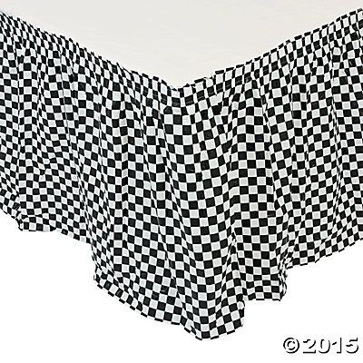 Black & White Checkered Pleated Table Skirt Pleated Table Skirt, Chess Party, Tablecloth Decorations, Motocross Birthday, Race Theme, Nascar Party, 50s Theme Parties, Dirt Bike Party, Sock Hop Party