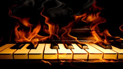 The Burning Piano Art Musical, The Heist, Free Jazz, Music Backgrounds, Feeling Hot, Piano Keys, Musical Art, Smooth Jazz, Jazz Blues