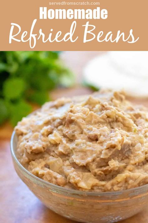 Skip the store-bought and easily make your own Refried Beans From Scratch at home! Just a few simple ingredients and you can make a delicious version of this classic that’s healthier and that tastes better homemade! Refried Beans From Scratch, Beans From Scratch, Homemade Refried Beans, Refried Beans Recipe, Savory Recipe, Fried Beans, Sides Dishes, Homemade Corn Tortillas, Homemade Flour Tortillas