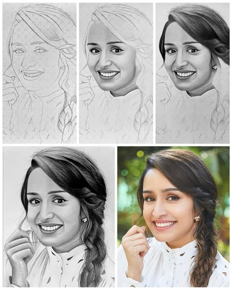 Portrait Drawing Reference Sketch, Pencil Art Drawings Portraits, Hairstyles Sketching, Sketches Actors, How To Draw Portraits Step By Step, Human Portrait Sketch, Face Drawings Sketches, Realistic Drawings For Beginners, Bollywood Drawing