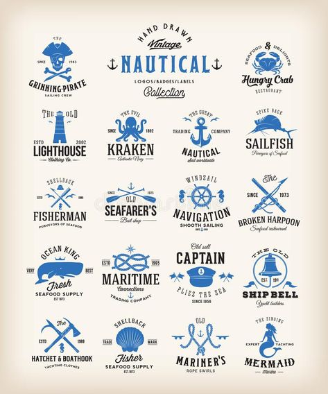 Nautical Logo, Vintage Logos, Logos Ideas, Restaurant Logo, Retro Typography, Nautical Design, Vintage Logo Design, Ideas Vintage, Vintage Nautical