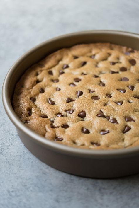 Easy Chocolate Chip Cookie Cake | Life is but a Dish 8 Inch Cookie Cake, Deep Dish Cookie Cake, Small Cookie Cake Recipe, Soft Cookie Cake Recipe, Mini Cookie Cake Recipe, 6 Inch Cookie Cake, Easy Chocolate Chip Cookie Cake, Small Cookie Cake, Choc Chip Cookie Cake