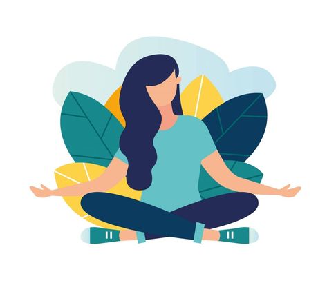 Meditation For Health, Emotional Wellbeing, Vector Character, Flat Illustration, Work Life, Kids Pictures, Life Balance, Graphic Design Illustration, Illustrations Posters