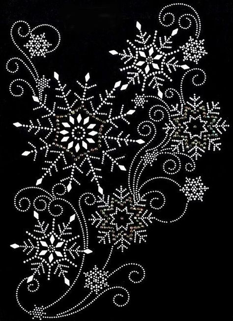 Christmas Dotting, Pants Bag, Rhinestone Designs Pattern, Christmas Mandala, Hotfix Rhinestone, Christmas Bling, Black Paper Drawing, Snowflake Necklace, Rhinestone Art