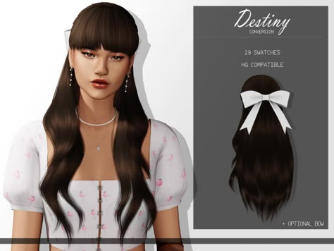 Sims Cc Hair, Hair Swatches, Hair With Bow, Alpha Cc, The Sims 4 Pc, Sims 4 Download, Pelo Sims, Sims 4 Cc Makeup, Sims 4 Cc Folder