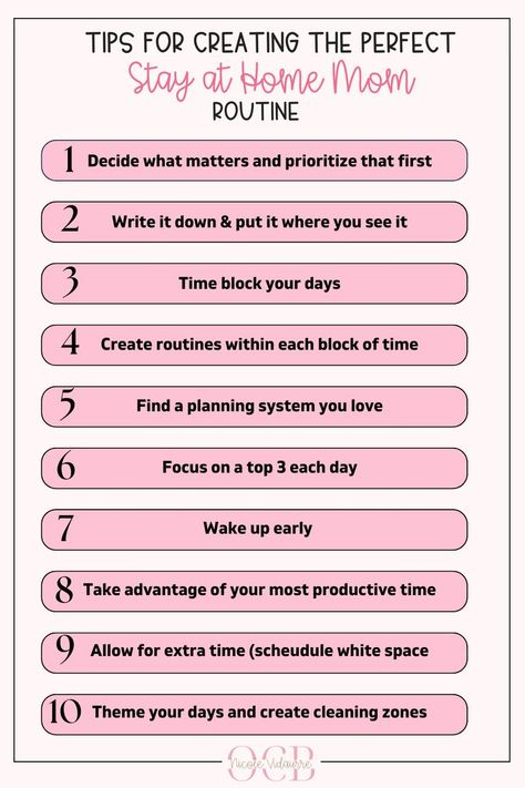 Sahm Routine, Stay At Home Mom Routine, Life Binder Printables, Creating A Routine, Organizing Time Management, Mom Routine, Mom Schedule, Stay At Home Jobs, Mom Planner