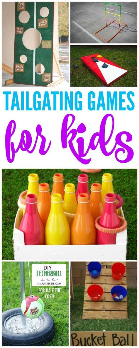 Tailgaiting Games and activities for KIDS! FUN backyard ideas for summer bbqs, tailgates, or birthday parties! #passion4savings #kids #summer #parties #games #backyard #fun #bbq Tailgating Games, Yard Games For Kids, 1st Birthday Games, Backyard Party Games, Birthday Games For Adults, Fun Backyard, Tailgate Games, Sports Birthday Party, Football Birthday Party