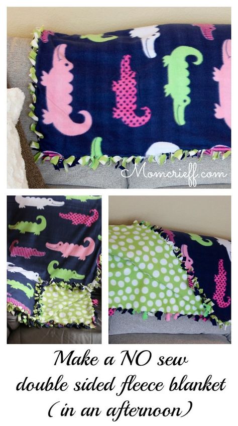 No Sew Double Sided Fleece Blanket. Fleece Blanket Diy, No Sew Blanket, Sew Blankets, Knot Blanket, No Sew Fleece, No Sew Fleece Blanket, No Sew Blankets, Fleece Tie Blankets, Tie Blankets