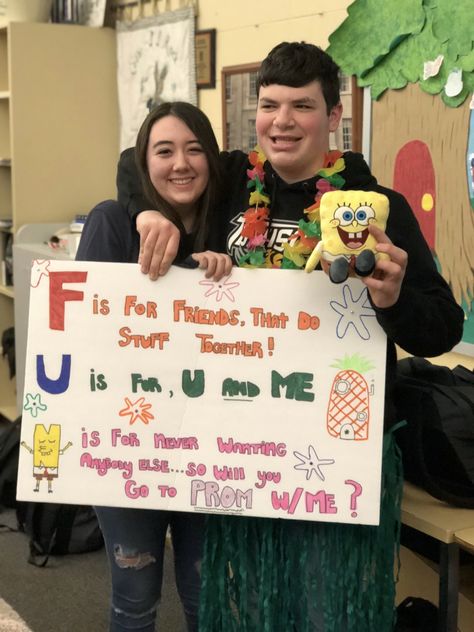 Cheesy Hoco Posters, Hoco Proposals Ideas Brent Faiyaz, Corny Homecoming Proposal Ideas, Spongebob Homecoming Proposals, Signs To Ask Your Boyfriend To Hoco, Hoco Poster Ideas Funny, Promposal Ideas For Best Friends Funny, Spongebob Hoco Proposals, Funny Promposal Ideas Friends