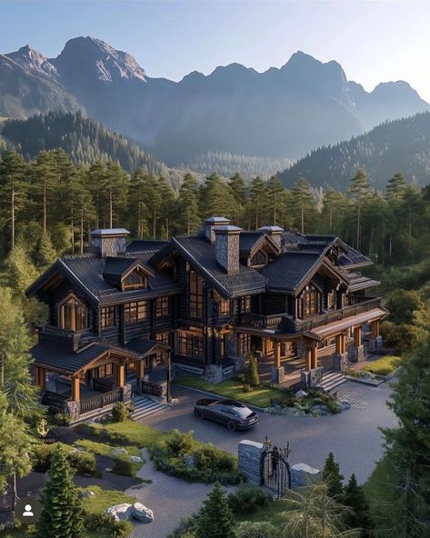 choose #vibe #vibes #relax #relaxingvideos #couplegoals #couplevideos Forest House Mansion, Lodge Blueprints, Log Cabin Mansions Dream Homes, Winter House Layout, Yellowstone House, Mansion In The Woods, Cabins Exterior, Craftsman Mansion, Dream Lake House