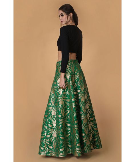 Product Zoom Diwali Edit, Brocade Lehenga, Long Blouse Designs, Choli Dress, Brocade Skirt, Panel Skirt, Green Lehenga, Indian Gowns Dresses, Indian Bridal Wear