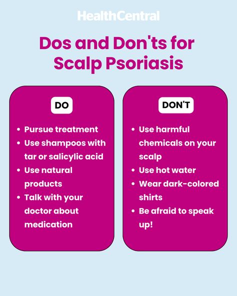 Before you reach for any creams or medications, here are some do’s and don’ts for handling psoriasis of the scalp. Itchy Head, Hair Relaxers, Dos And Don'ts, Alternative Therapies, Love Your Skin, Dermatology, Dandruff, Salicylic Acid, What Is Life About