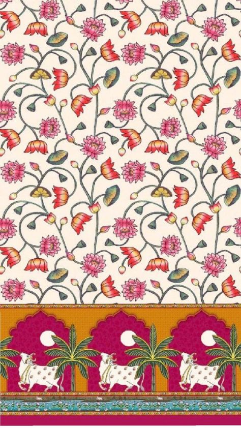 Kalamkari Designs, Lotus Flower Art, Kalamkari Painting, Lotus Print, Print Design Art, Pichwai Paintings, Modern Art Paintings Abstract, Textile Prints Design, Whatsapp Wallpaper