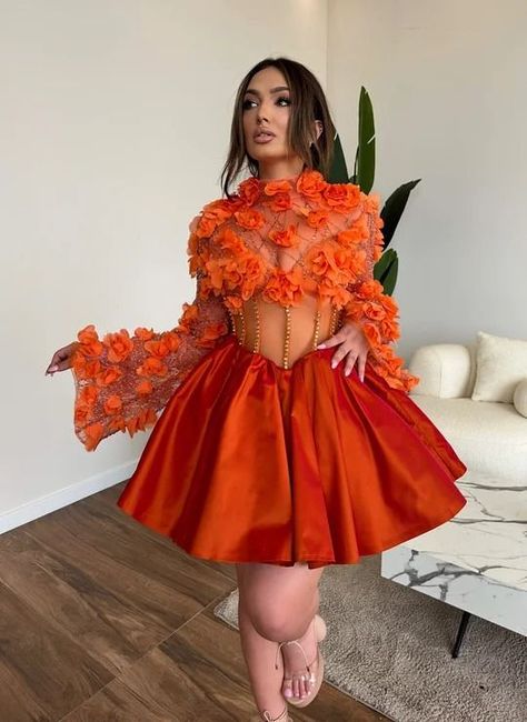 Short Orange Dress, Minna Fashion, Funky Dresses, Elegant Outfit Classy, African Clothing Styles, Gala Dresses, African Dresses For Women, Spring Summer Dress, Evening Attire