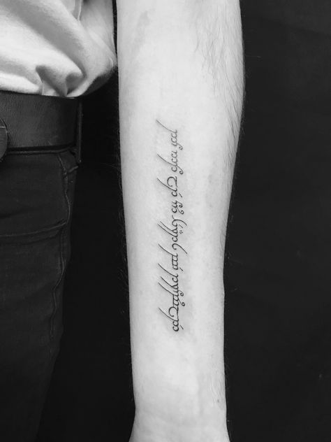 Elven Script Tattoo, I Am No Man In Elvish, Lotr Tattoo Minimalist Elvish, Elvish Script Tattoo, Gandalf Quote Tattoo, Elvish Writing Tattoo, I Am No Man Tattoo Elvish, Lord Of The Rings Elvish Tattoo, Elvish Tattoo Lord Of The Rings