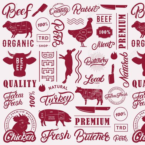 Turkey Ribs, Premium Meat, Animal Silhouette, Local Farm, Background Patterns, Farm Animals, Seamless Patterns, Animals, Pattern