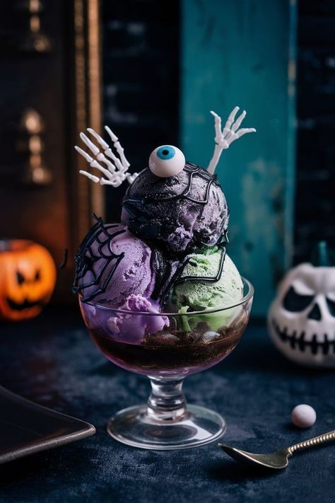 Halloween Ice Cream Ideas, Halloween Ice Cream Party, Gravity Falls Summerween, Spooky Ice Cream, Ice Cream Halloween, Summerween Party, Fotos Halloween, Spooky Summer, Eid Sweets