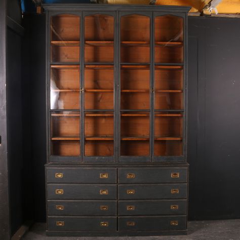 Painted Library Bookcase Read More:- 19th C black painted library bookcase. Black Painted Bookcase Ideas, Painted Library, Victorian Bookcases, French Bookcase, Painting Bookcase, Library Cabinet, Cabinet Inspiration, Barrister Bookcase, Mahogany Bookcase