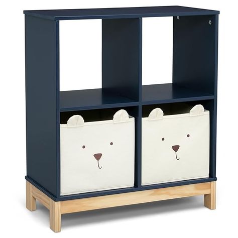 Amazon.com: babyGap by Delta Children Brannan Bear Bookcase with Bins, Navy : Home & Kitchen Decorative Bookshelves, Paint Smell, Bear Chair, Decorative Shelving, Furniture Bookshelves, Fabric Storage Bins, Kid's Bedroom, Baby Nursery Furniture, Delta Children