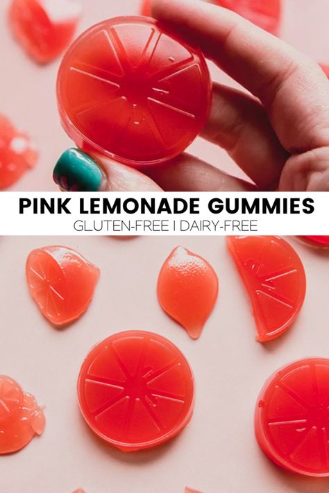 Pink Lemonade Gummies Gelatin Juice Gummies, Natural Fruit Gummies, Lemon Gummies, Sour Watermelon Gummies, Freezer Desserts Recipes, Watermelon Gummies, Freezer Desserts, Homemade Fruit Snacks, Homemade Gummies