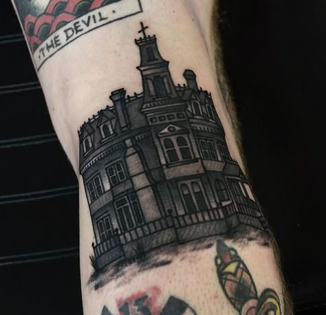 mmoldypeach:  I WANT A HAUNTED HOUSE TATTOO DAMMIT  Nice! Addams Family Tattoo, Haunted House Tattoo, Hipster Tattoo, House Tattoo, Family Tattoo, Home Tattoo, The Addams Family, Family Tattoos, Tattoo Love