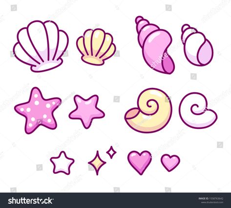 Cute cartoon seashell doodle icon set. Hand drawn sea shells, conches, cockleshells and starfish. Isolated vector clip art illustration. #Ad , #sponsored, #Hand#set#sea#drawn Ocean Drawing Easy, Seashell Drawing, Ramadan Journal, Tiny Designs, Shell Drawing, Cartoon Sea Animals, Ocean Drawing, Images Hello Kitty, Cartoon Drawings Of Animals